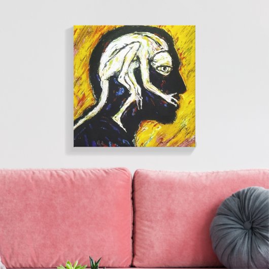 Expressionist Abstract in Yellow & Black Canvas Afdruk (Insitu (Woonkamer))
