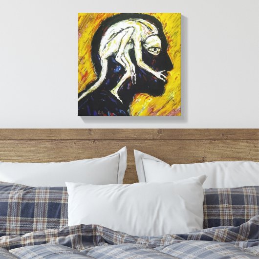  Expressionist Abstract in Yellow & Black Canvas Afdruk (Insitu (Slaapkamer))