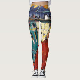 Expressionist Abstracte moderne kunst kleurrijk vo Leggings