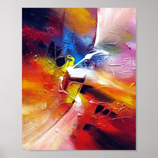 Expressionist Abstracte stijlkunst schilderen kleu Poster (Voorkant)
