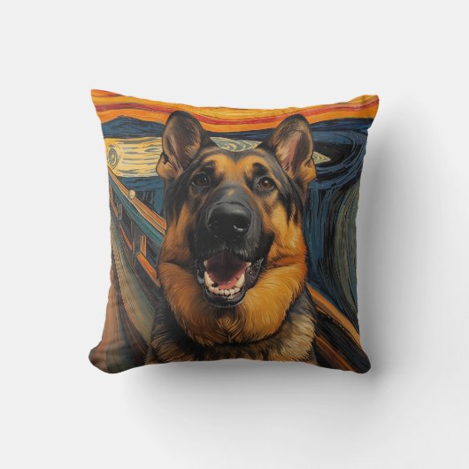 Expressionist Angst Painting German Shepherd Kussen (Voorkant)