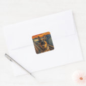 Expressionist Angst Painting German Shepherd Vierkante Sticker (Envelop)