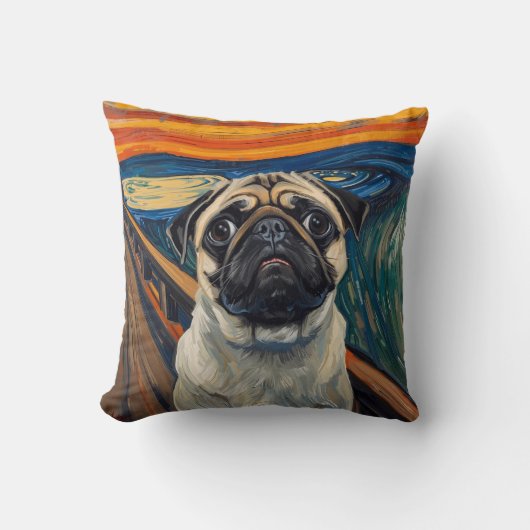 Expressionist Angst Painting–Inspired Pug Art Kussen (Voorkant)