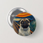 Expressionist Angst Painting–Inspired Pug Art Ronde Button 5,7 Cm (Voorkant /achterkant)