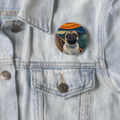Expressionist Angst Painting–Inspired Pug Art Ronde Button 5,7 Cm (In situ)