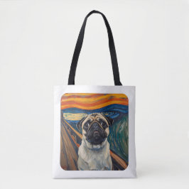 Expressionist Angst Painting–Inspired Pug Art Tote Bag