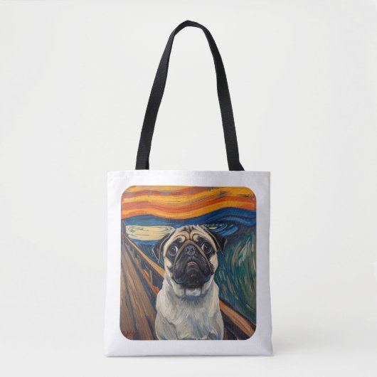 Expressionist Angst Painting–Inspired Pug Art Tote Bag (Voorkant)