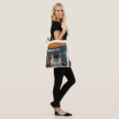 Expressionist Angst Painting–Inspired Pug Art Tote Bag (Op model)
