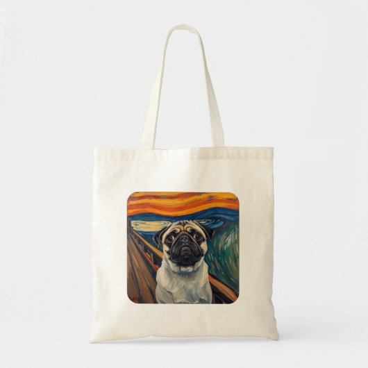 Expressionist Angst Painting–Inspired Pug Art Tote Bag (Voorkant)