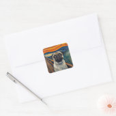 Expressionist Angst Painting–Inspired Pug Art Vierkante Sticker (Envelop)