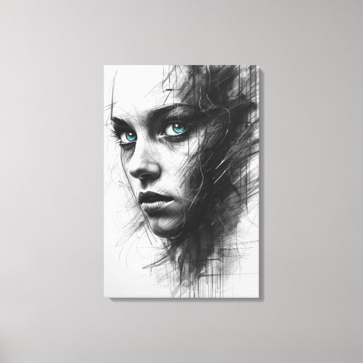 Expressionist Charcoal Portrait Canvas (Voorkant)