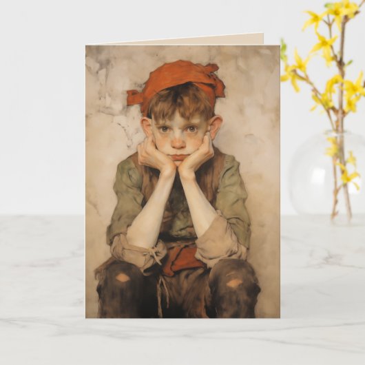 Expressionist Christmas Elf 2 Kaart (Gele Bloem)