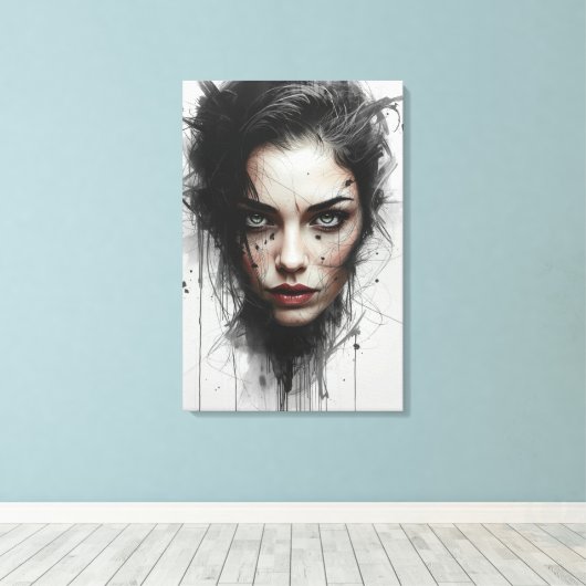 Expressionist Color Portrait Canvas Print (Insitu (Houten vloer))