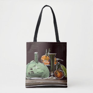 Expressionist Fruit Wine Groene Vaas Tote Bag