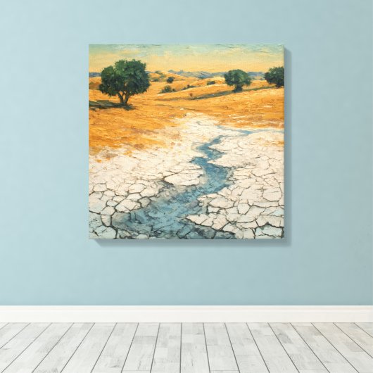 Expressionist Impasto Drought Landscape Canvas Afdruk (Insitu (Houten vloer))
