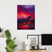 Expressionist Istanbul Skyline Vibrant City Poster (Thuiskantoor)