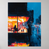 Expressionist Night Café – Bold Urban Noir Art Poster (Voorkant)