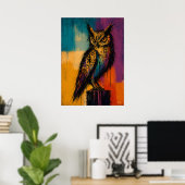Expressionist Owl in Color Fields Abstract Poster (Thuiskantoor)