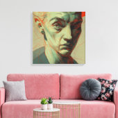 Expressionist Portrait with Red Scribble Overlay Canvas Afdruk (Insitu (Woonkamer))