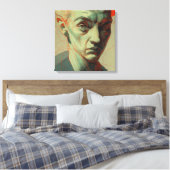 Expressionist Portrait with Red Scribble Overlay Canvas Afdruk (Insitu (Slaapkamer))