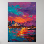 Expressionist Sydney Skyline Vibrant Harbor City Poster (Voorkant)