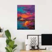 Expressionist Sydney Skyline Vibrant Harbor City Poster (Thuiskantoor)