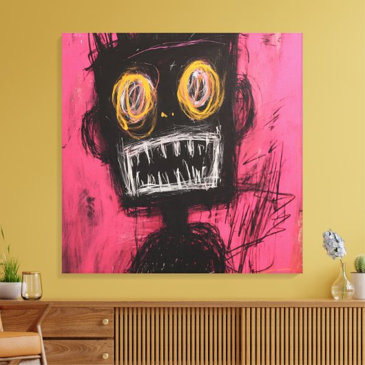 Expressionist Visage: High-Contrast Canvas Afdruk (Insitu (Woonkamer))