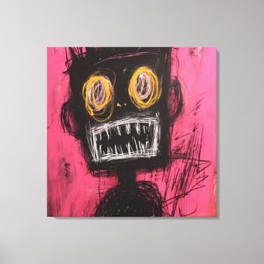 Expressionist Visage: High-Contrast Canvas Afdruk (Voorkant)