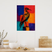 Expressionist Wading Bird Color Fields Abstract Poster (Keuken)
