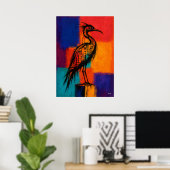 Expressionist Wading Bird Color Fields Abstract Poster (Thuiskantoor)