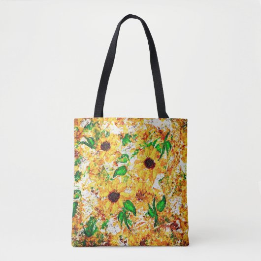 Expressionist Zonnebloemen Helder Geel Bloemen Tote Bag (Voorkant)