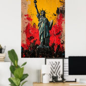 Expressionistisch beeld van de Vrijheid – Krachtig Poster (Thuiskantoor)