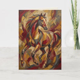 Expressionistisch Jaar van het Paard – Maan Nieuwj Feestdagen Kaart