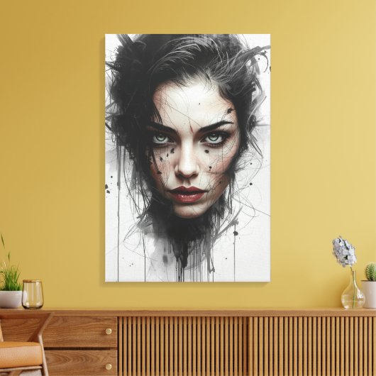 Expressionistisch Kleur Portret Canvas Print (Insitu (Woonkamer))