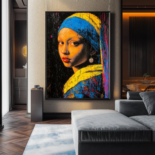 Expressionistisch Meisje met de Parel - Kordate Ku Poster