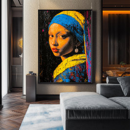 Expressionistisch meisje met een parel - Bold Art Poster