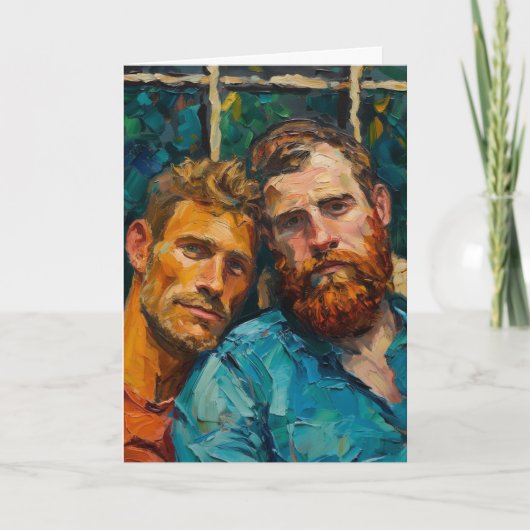 Expressionistisch olieverfportret, twee mannen, bl kaart (Voorkant)