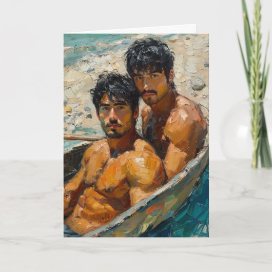 Expressionistisch olieverfportret van twee mannen kaart (Voorkant)