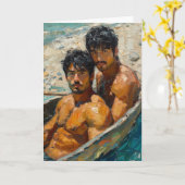 Expressionistisch olieverfportret van twee mannen kaart (Gele Bloem)