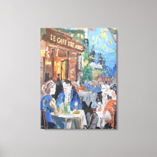 Expressionistisch Parijs Café Terras Canvas Afdruk