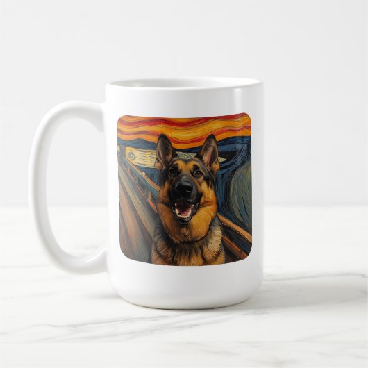 Expressionistische Angst Schildering Duitse Herder Koffiemok (Links)