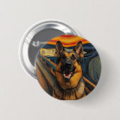 Expressionistische Angst Schildering Duitse Herder Ronde Button 5,7 Cm (Voorkant /achterkant)