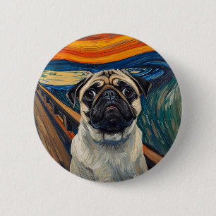 Expressionistische angstschilderkunst geïnspireerd ronde button 5,7 cm