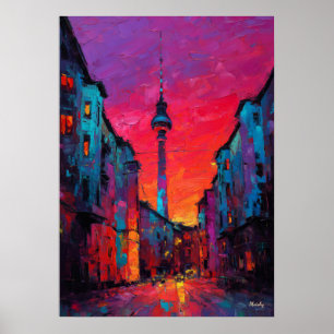 Expressionistische Berlense Silhouette Kleurrijke  Poster