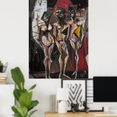 Expressionistische De Drie Gratiën – Krachtige Hed Poster (Thuiskantoor)