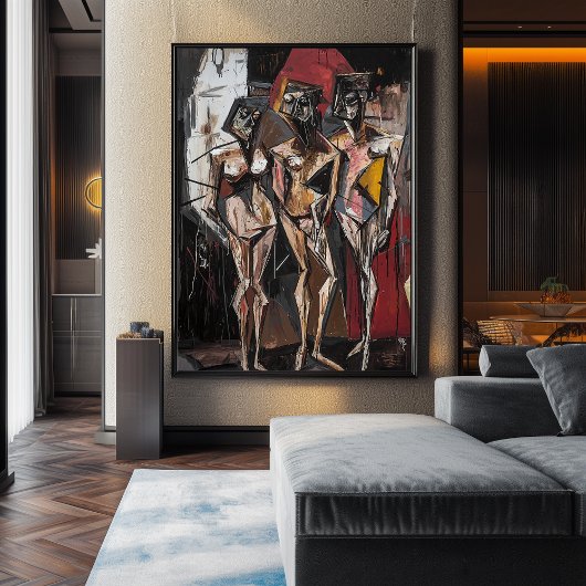 Expressionistische De Drie Gratiën – Krachtige Hed Poster