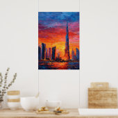 Expressionistische Dubai-skyline Levendige moderne Poster (Keuken)