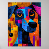 Expressionistische Geometrie Hond – Levendige Abst Poster (Voorkant)