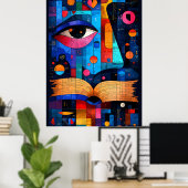Expressionistische Geometrie Kennis – Trillende Wi Poster (Thuiskantoor)
