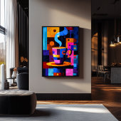 Expressionistische geometrie Koffie - Levendig Caf Poster